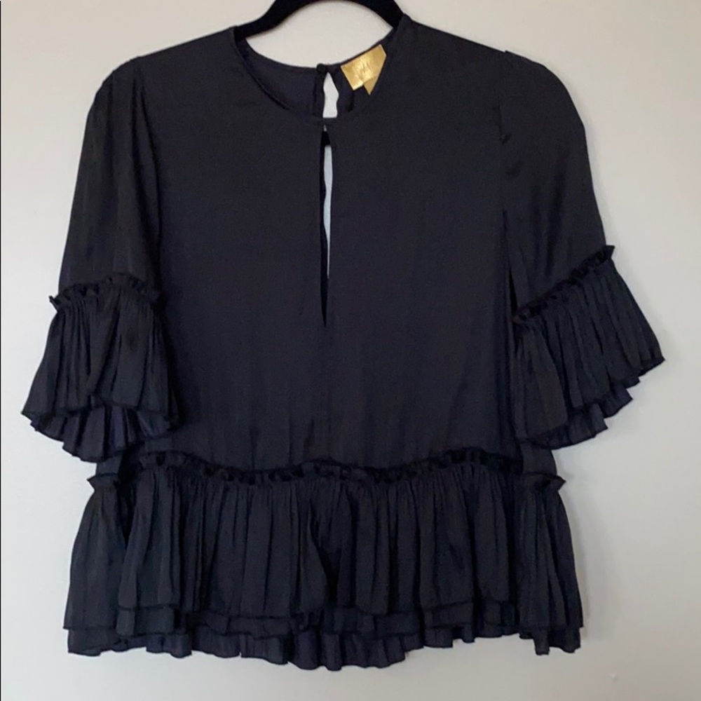 Ruffly Keyhole Blouse